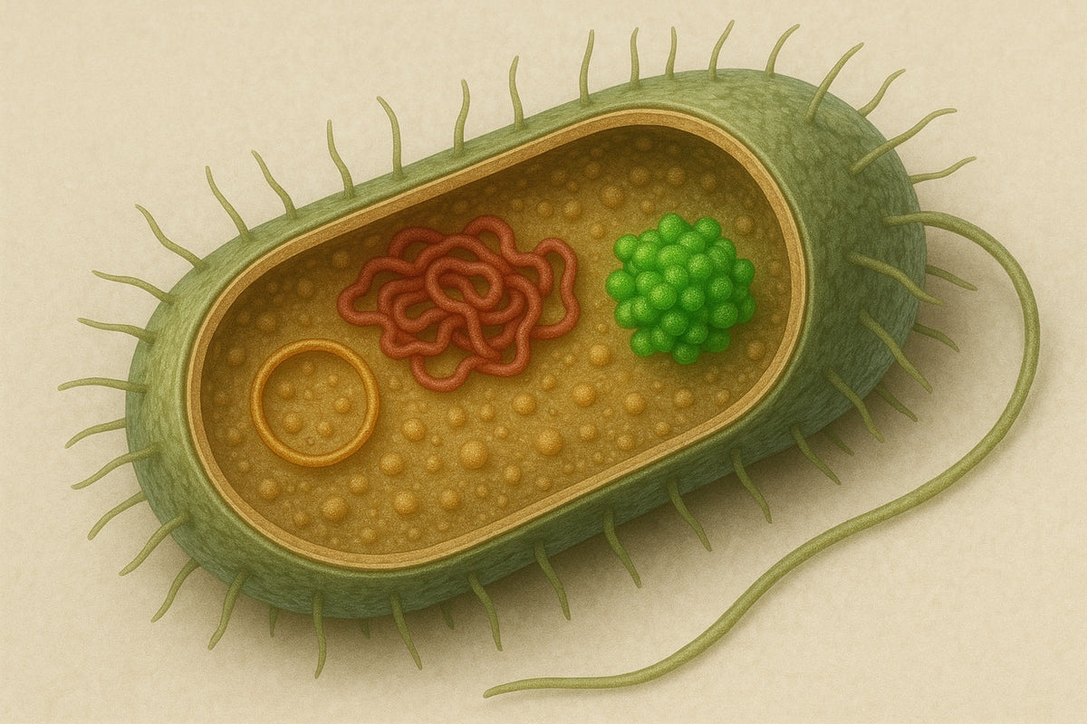 Bacterial cell with plasmid expressing GFP