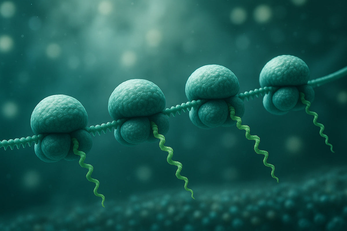 Image of ribosomes translating mRNA into proteins